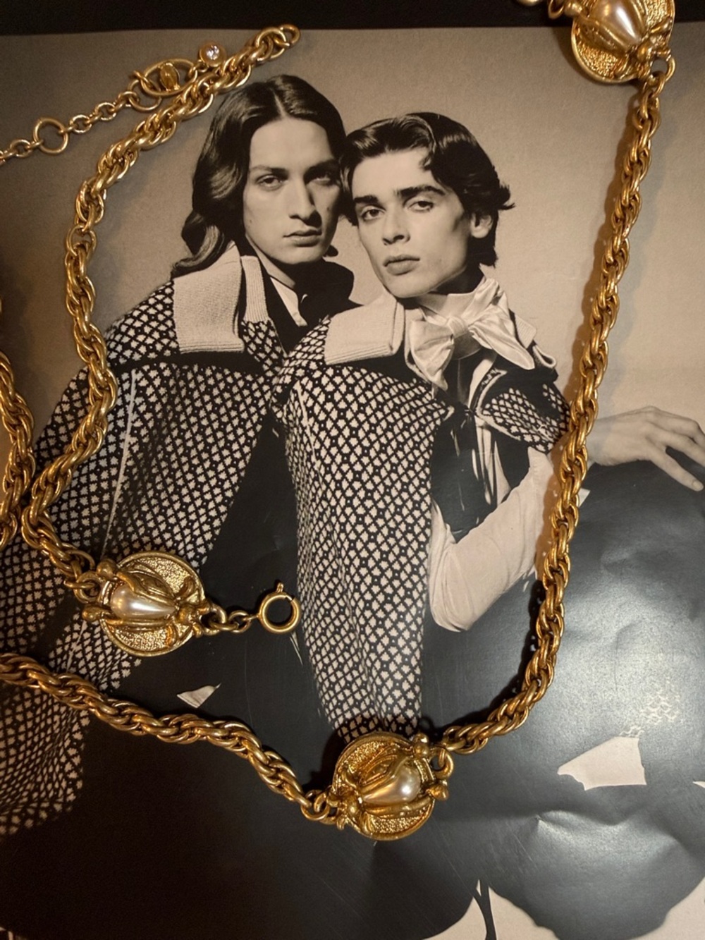 CAbi Gold-Tone Bee Faux pearl Rope Necklace